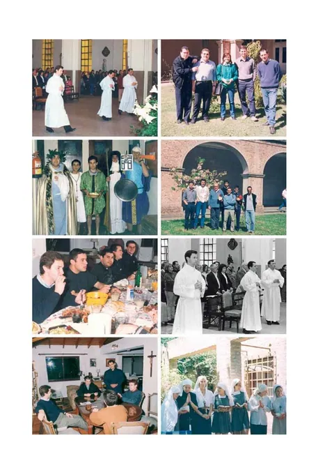 Collage of photographs of his life in the seminary
